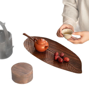 ถาดชาใบวอลนัท ถาดไม้เนื้อแข็งสำหรับชงชาแบบแห้ง สำหรับกาแฟและชา ใช้ในบ้าน - Product Image 5