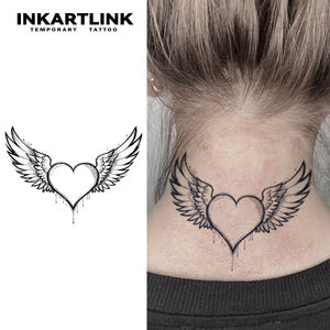 Autocollant de tatouage INKARTLINK pour le corps, autocollant de tatouage en papier, cœur, aile, imperméable, écologique, longue durée, 15 jours, en vrac - Product Image 1