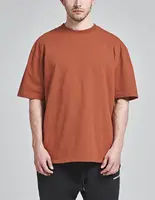 2022 Fashion Luxe Hip-Hop Effen T-shirts Losse Zwaar Oversized Tshirt 100% Katoen Bladerdeeg Print T-shirt Voor Mannen