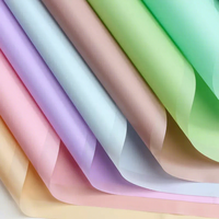 20 pièces/paquet, papier d'emballage pour bouquet de fleurs coréen, couleur unie, imperméable, recouvert de PVC recyclable
