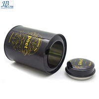 Hot sale promotion round black metal coffee tea tin can with plug lid
