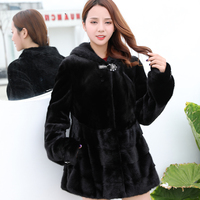 Modische dänische Nerzpelzmantel für Damen Lange lässige Winter oberbekleidung mit Knopf dekoration und Polyester futter