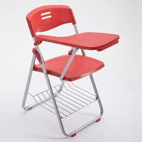 Chaise d'école pliable moderne en plastique avec tablette d'écriture et rangement, mobilier de conférence