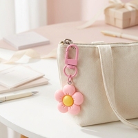 Porte-clés en résine mignon en forme de fleur, mousqueton coloré, breloque de sac, pendentif clochette, accessoire cadeau en gros