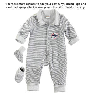 Yeni organik pamuk yarım açık tulum uzun kollu çift katmanlı ayak koruyucu bebek küçük yaka bebek tulum tulum 2-piece Set - Product Image 3