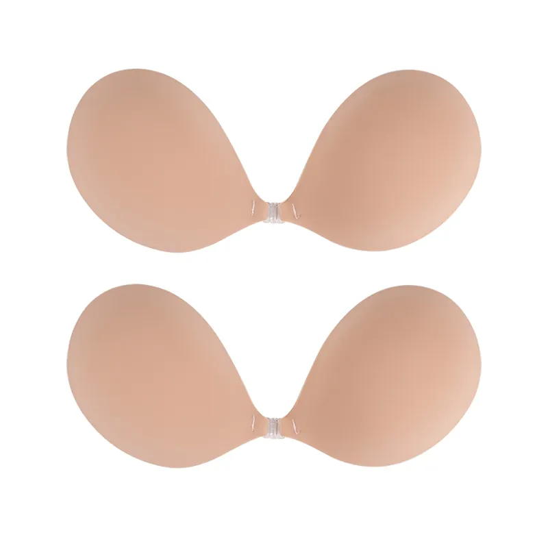 Custom Round Shape Front Button Reutilizável Seamless adesivo impermeável Bra Breast Matte Strapless Bra Para Mulheres