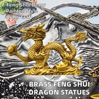 Sculpture en laiton Dragon doré Fengshui Statue en bronze de taille différente modèle en métal peint avec impression numérique