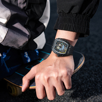 Montre mécanique pour homme Mark Fairwhale, boîtier en métal, bracelet en caoutchouc, cadran multifonction, étanche, chronographe lumineux FW-6002