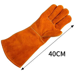 Sarung Tangan Las MIG Zhengyi ZY-RWG100 <span class=keywords><strong>40</strong></span> cm Kulit Sapi Split Warna Kuning dengan Lapisan Fleece dan Jempol Sayap - Product Image 2