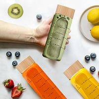 Bouteilles de jus de 12 oz, bouteilles en verre à large ouverture avec couvercles en bambou pour jus, smoothies, eau infusée, stockage de boissons, anti-fuite