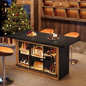 <span class=keywords><strong>Isola</strong></span> da Cucina Tribesigns con Spazio di Archiviazione, Tavolo Alto con 6 Scomparti Aperti e Poggiapiedi - Product Image 3