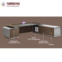 Bureau de direction en bois massif et MDF en forme de L pour PDG et usage gouvernemental avec un design moderne