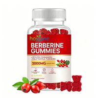 Gummies de berbérine 2000mg Marque Blanche avec Cannelle de Ceylan, Chardon-Marie, Curcuma pour le Métabolisme, le Soutien Immunitaire et Antioxydant, Sans Sucre, pour Adultes