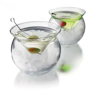 Bicchiere da Cocktail con refrigeratore in vetro Martini senza stelo creativo a forma di palla rotonda bicchiere da Cocktail vendibile a doppia parete per bar party