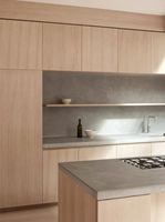 Meubles de cuisine modernes Shaker personnalisés-Armoires modulaires en MDF avec comptoirs en marbre et évier en acier inoxydable
