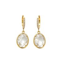 Boucles d'oreilles pendantes en acier inoxydable, forme ovale, zircon blanc, pour femmes, accessoires, bijoux