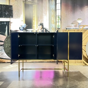 Table de salon dorée en acier inoxydable, style italien rétro, produit de luxe léger, décor mural en marbre, <span class=keywords><strong>console</strong></span> d'entrée bleue - Product Image 6