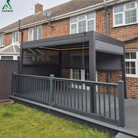 Pergola motorisée économique pour l'extérieur, résistante aux intempéries, en aluminium, avec toits à lamelles pour jardin et terrasse