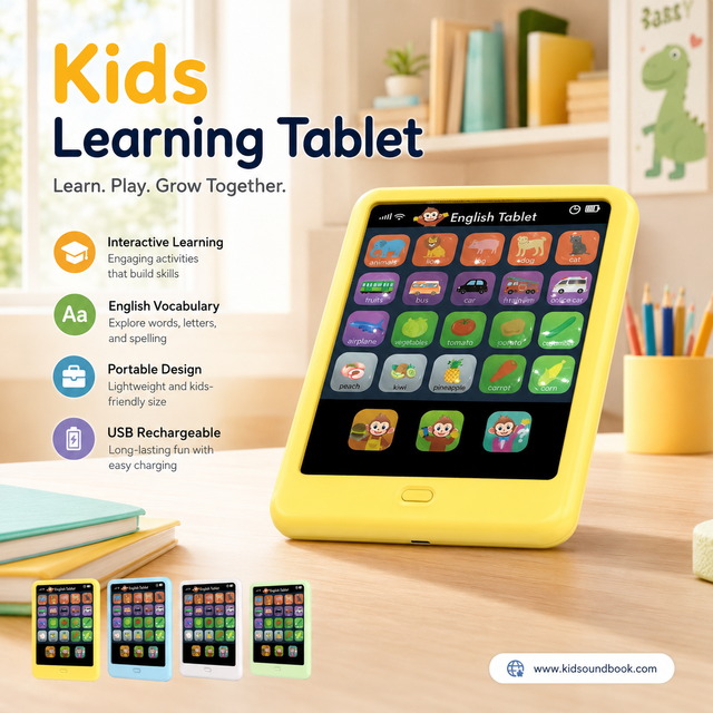 XDT Kids Learning Tablet Educational Stories Interactive Touch Screen Night Light Safe ABS Body Rechargeable Study Toy
