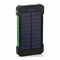 Batterie solaire étanche - 20000 mAh, double USB, batterie Li-polymère avec sortie 25W et lumière d'appoint pour les voyages