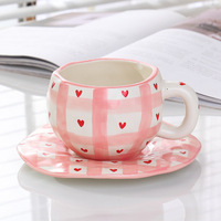 Ensemble de tasses en céramique avec soucoupe 250 ml, tasse à café et à thé pour la maison, le café et les cadeaux