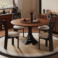 Table à manger ronde en noyer noir massif, plateau en parquet à haute résistance, base en bois créative, table à manger pour la maison