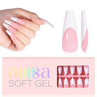 Kit de Manucure Française Haute Brillance – Faux Ongles Longs Cercueil en Acrylique à Presser, 180 Pièces, 15 Tailles, Durables, Réutilisables, Pré-conçus pour le Nail Art