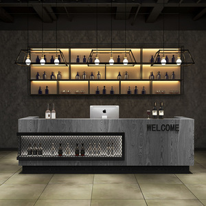 Comptoir de bar de style industriel rétro personnalisé pour la plantation printanière, bureau de réception écologique, caisse pour hôtel, boutique, bar, salon - Product Image 1