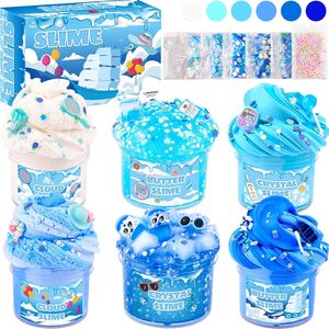 Assorted Blue <b>Slime</b> Pack Silky Butter Lightweight Cloud Transparent Crystal Sensory <b>Toys</b> Kids Party Rewards Gift - Product Image 1