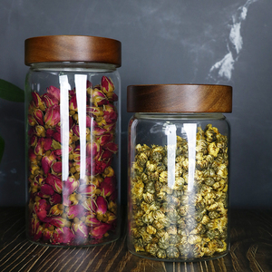Pot de conservation hermétique <span class=keywords><strong>en</strong></span> <span class=keywords><strong>verre</strong></span> pour aliments, thé, café, avec couvercle <span class=keywords><strong>en</strong></span> bois d'acacia, <span class=keywords><strong>grand</strong></span> format - Product Image 6