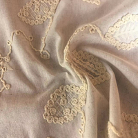 Tissu brodé à trame blanche - Écologique et résistant aux taches pour robes, sacs, textiles de maison (Polyester/Coton/Rayonne/Lin)