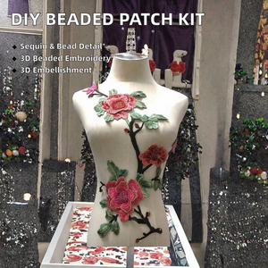DIY <b>Sew</b>-<b>On</b> 3D Style Rhinestone Beaded Sequin Lace Embroidery Applique Fabric <b>Patch</b> with Flower Bird Design for Jeans Embroidered - Product Image 2