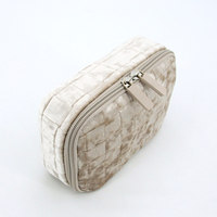 Pochette de maquillage portable en velours de coton écologique vintage avec logo personnalisé, fermeture éclair, pour la promotion, étui de toilette