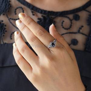 Black Tourmaline Natural <b>Crystal</b> Solid 925 Silver Luxury Unisex Boho <b>Ring</b> for Wedding and Party Gift - Product Image 5