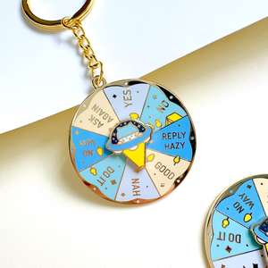 Colorful Double Layers Spinning Wheel Metal Keychains Anime Yes or Not Zinc Alloy Hard Enamel Key Chain for Graduation Gifts