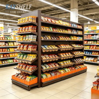Étagère de présentation alimentaire autoportante efficace pour supermarché, unité de rayonnage réglable pour confiserie, distributeur commercial de noix en vrac