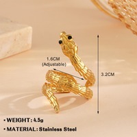 Anillos de Serpiente de Acero Inoxidable Chapados en Oro Estilo Punk, Góticos, Vintage, con Forma de Animal, Ajustables, Apilables, Joyería