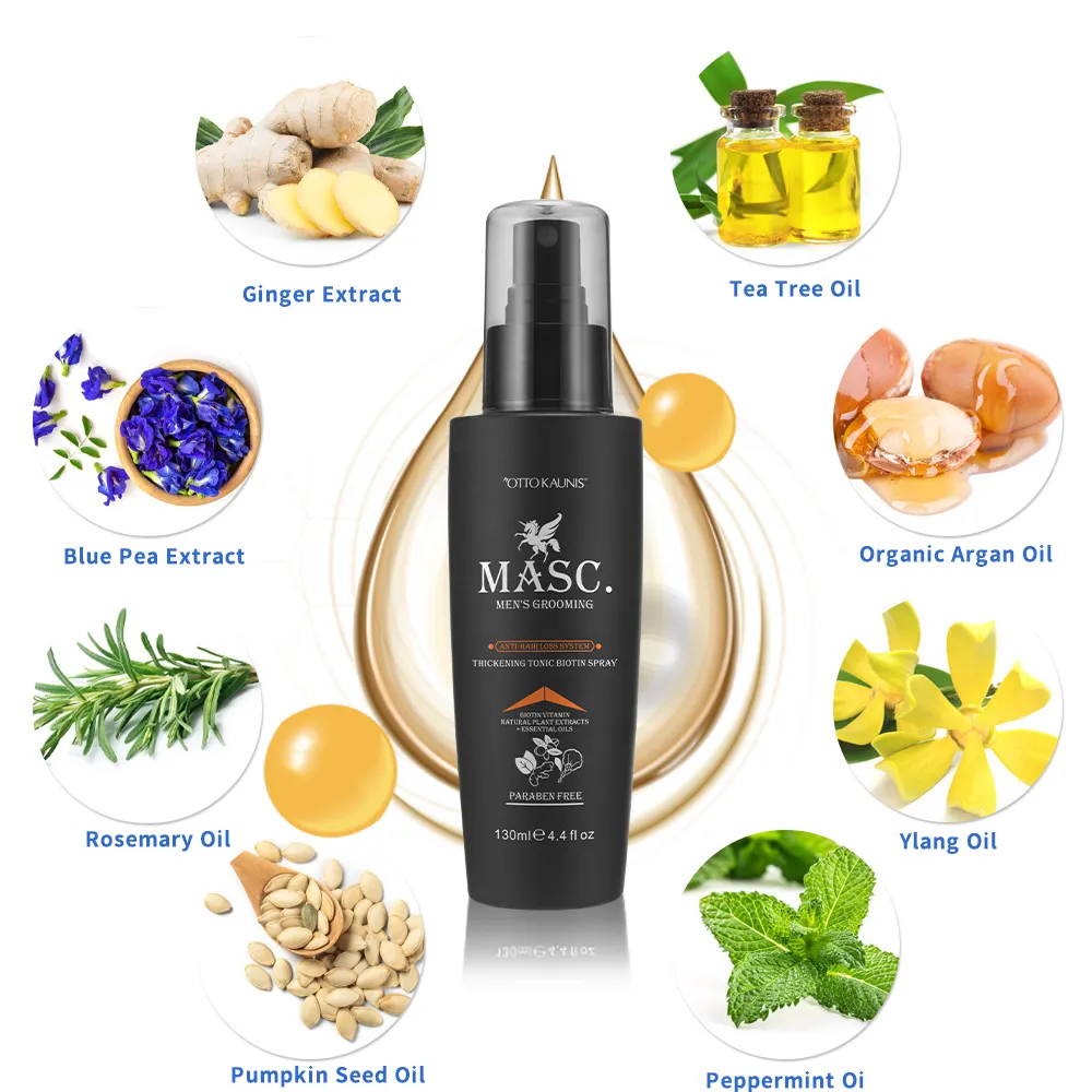 MASC - Soro orgânico para homens, essência natural para recrescimento do cabelo, para uso doméstico, evita a perda de cabelo, promove o crescimento do cabelo, biotina e líquido de gengibre