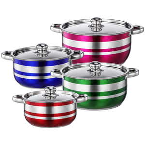 4PCS Stainless Steel <b>Cookware</b> <b>Set</b> for <b>Induction</b> Stock Pot & Soup Pot with Lids Durable Kitchen Pots for Home Restaurant - Product Image 1