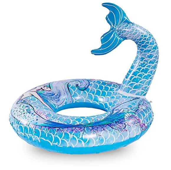 Flutuador inflável de sereia, anel de natação de 6 anos para piscina, festa na praia, brinquedo de diversão para adultos