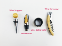 Ensemble cadeau d'accessoires à vin multifonctionnels réglables en acier inoxydable et bois de bambou, 4 pièces, comprenant un tire-bouchon
