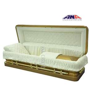 ANA funerale forniture urna forma rotonda angolo pieno divano di un coperchio solido bronzo bare cofanetto