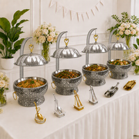 Plats de Présentation de Luxe pour Buffets, Chauffe-Plats Argentés Suspendus pour Mariages et Traiteurs