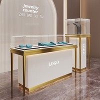 Vitrine à bijoux sur mesure en acier inoxydable haut de gamme, luxe or, diamant, jade, montre, comptoir en verre, multifonctionnelle, rectangulaire