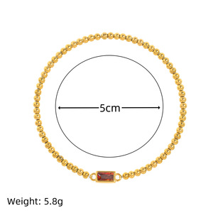 Baguette Birthstone Stretch <b>Bracelet</b> | 18K PVD <b>Gold</b> Plated Stainless Steel <b>Beads</b> | Waterproof, Hypoallergenic & Tarnish Free - Product Image 5