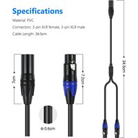Câble de microphone XLR mâle-mâle en cuivre sans oxygène, adaptateur audio Y-splitter XLR 1 femelle vers double 2 mâles