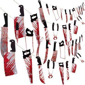 Décorations de fête d'Halloween Bannière sanglante <span class=keywords><strong>Horreur</strong></span> Effrayant Guirlande Décorations pour <span class=keywords><strong>Thriller</strong></span> <span class=keywords><strong>Film</strong></span> Thème Spooky Prop Fournitures - Product Image 1