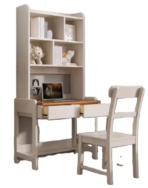 Table d'étude de chambre en bois de bureau d'ordinateur blanc avec étagère étagère pour meubles de bureau à domicile