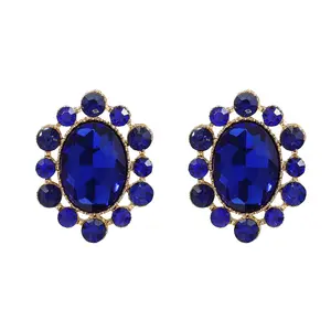 JL18405 Boucles d'oreilles en diamant de couleur à la mode Actrices européennes et américaines exagérées Boucles d'oreilles élégantes fleurs ovales en diamant