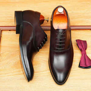 Zapatos de Hombre de Piel Vacuna con Cordones y Punta Puntiaguda, Suela Plana, Impermeables, Transpirables y Ligeros para Negocios, Última Moda de Verano-Otoño 2025 - Product Image 3